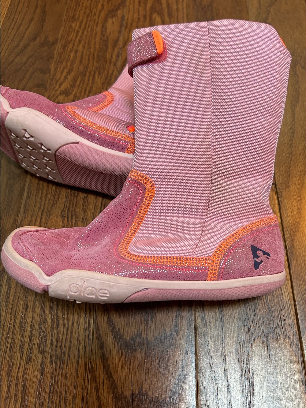 PLAE Camille Pink and Orange Glitter Boots Size 1